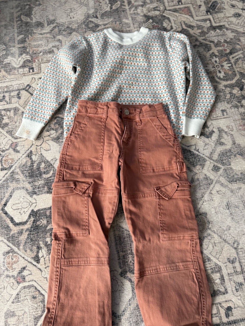 Girls Art Class Cargo Pants and Sweater Outfit